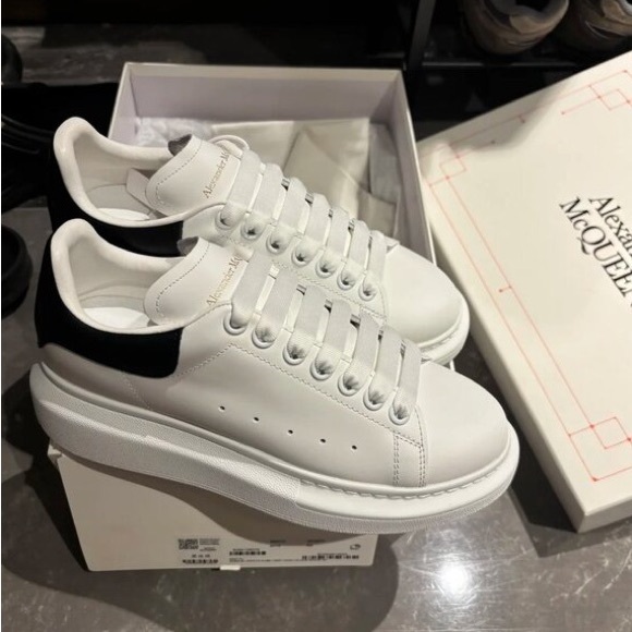 Alexander McQueen Shoes - Alexander McQueen White Sneakers with Black Heel